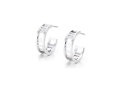 White Gold Plated | Fancy Shaped Hoop Earrings